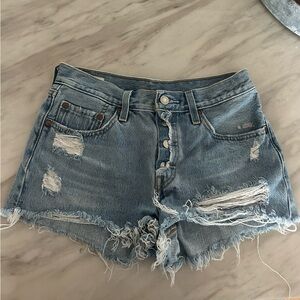 Levi's Light Blue Distressed Jean Shorts